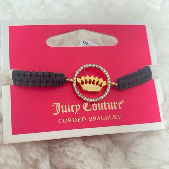 Juicy Couture Black Rope Gold Tone Crown Friendship Adjustable Bracelet NWT - Picture 6 of 11